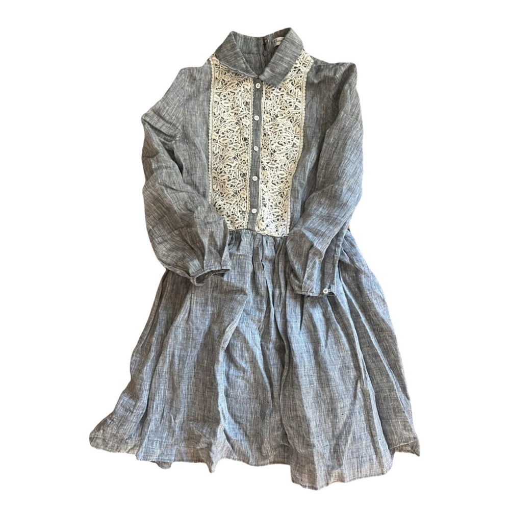 Dior Chambray Dress with Lace Panel XS